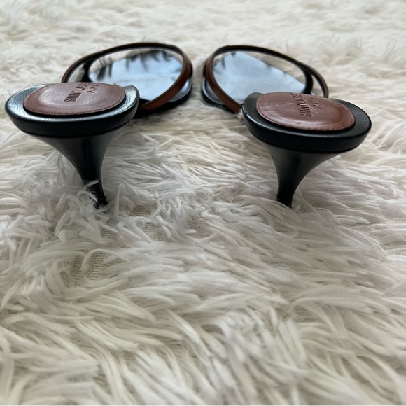 Saint Laurent Black and Brown Carla 60 Leather Mule - Picture 5 of 7